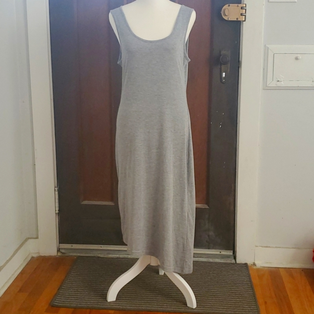 Casual gray tank dress with asymmetrical hemline